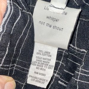 SPIRITHOUSE S. LINEN-COTTON LONG SLEEVE SHIET BLACK-WHITE EXCELLENT CONDITION